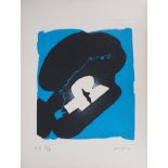 Ladislas KIJNO (1921 - 2012) Time maintained Blue Silkscreen on wrinkled [...]