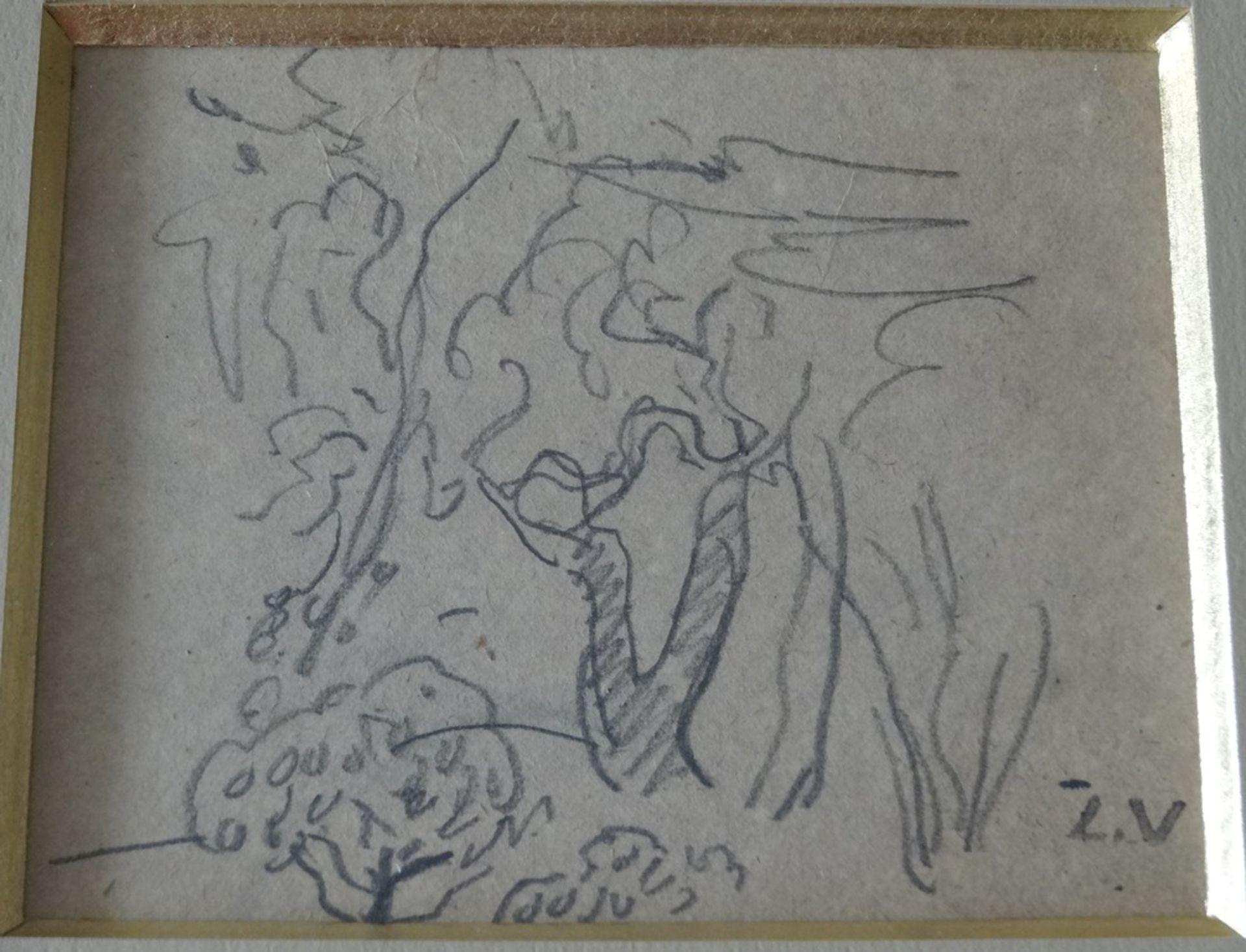 Louis VALTAT The edge of the woods Drawing in pencil Signed with artist's [...] - Bild 2 aus 5