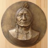 Gilbert POILLERAT Sitting Bull Bronze Sculpture engraved by hand, natural patina [...]