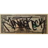 JonOne Rock, 2017 Signature with black marker on $ 1 bank note Dimensions: H. 7 x L [...]