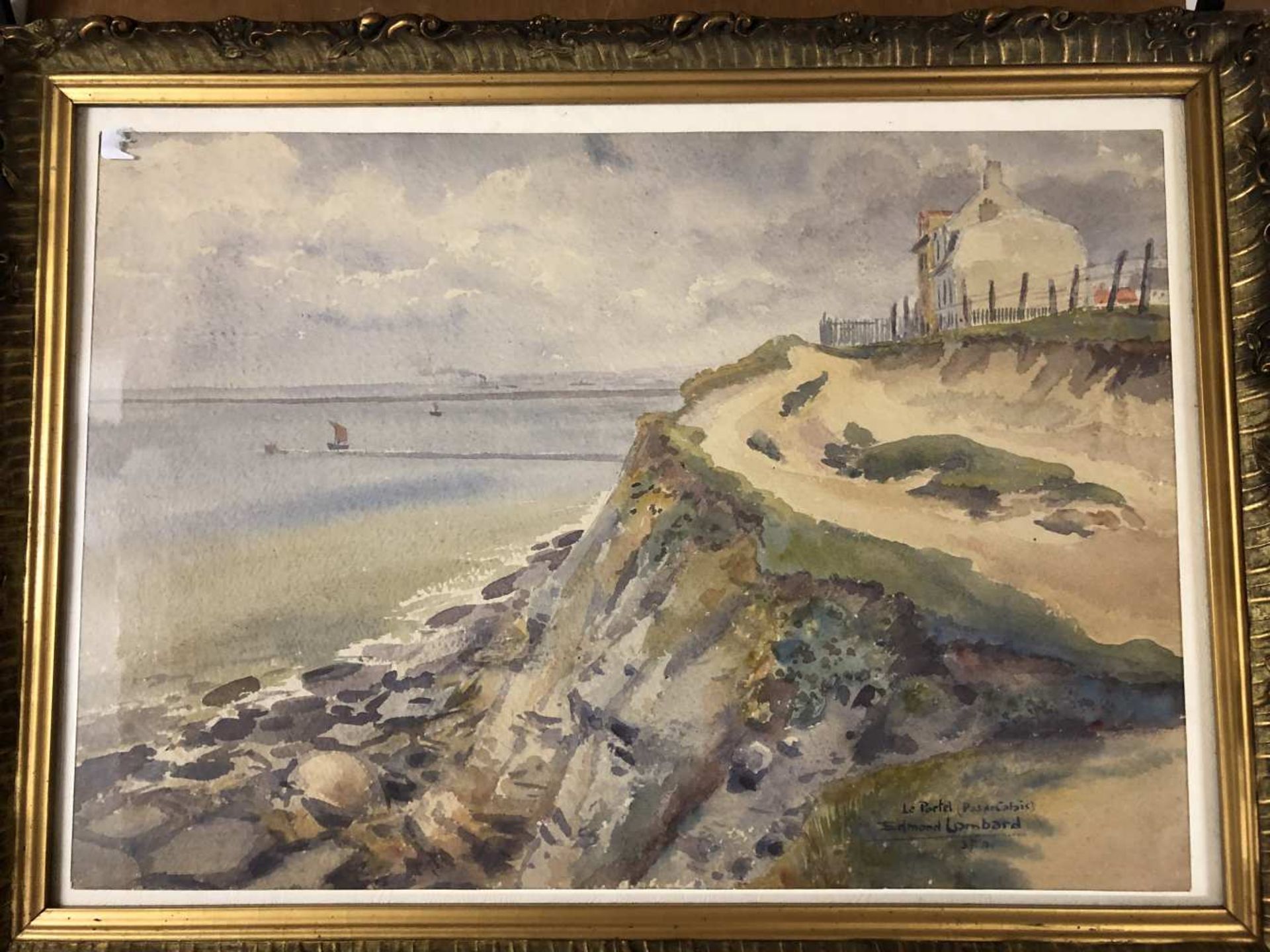 Edmond LOMBARD (XIXe-XXe). "Le Portel, Pas de Calais". Aquarelle signée, située en bas droite. 35