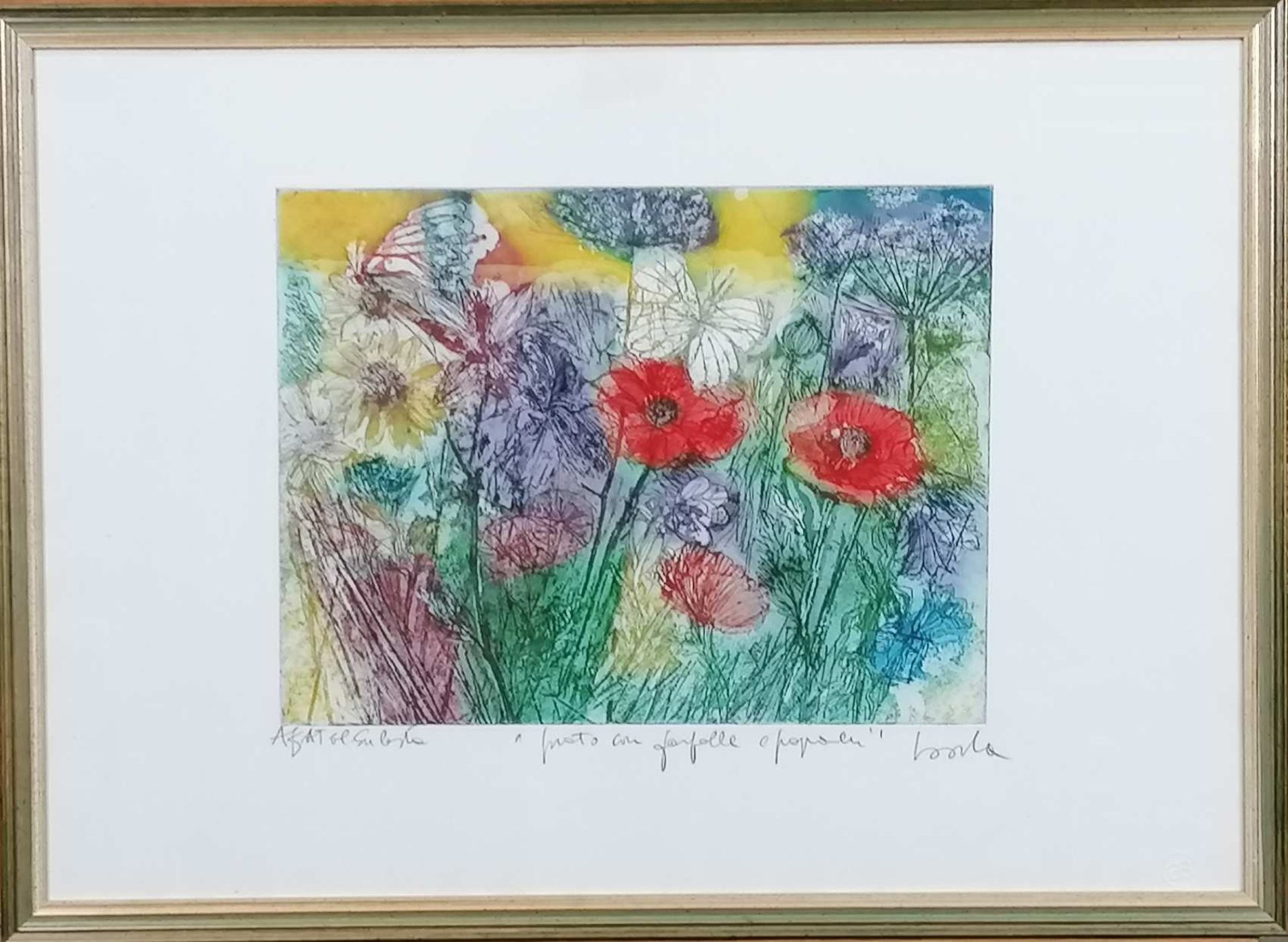 Gianni BORTA (né en 1941). Fleur. Eau-forte. Datée 1987. 31 x 41 cm.