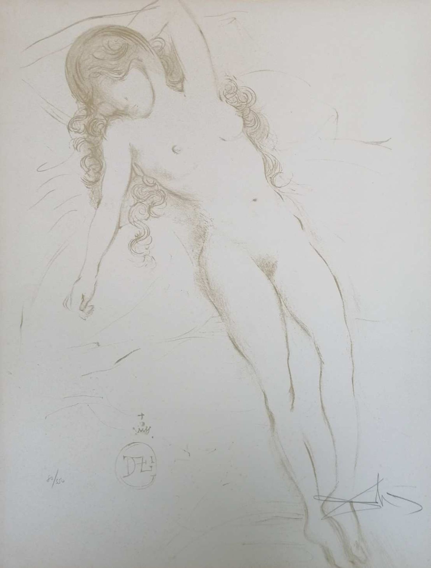 Salvador DALI (1904-1989). Nu allongé. Lithographie signée en bas à droite au crayon, et numérotée