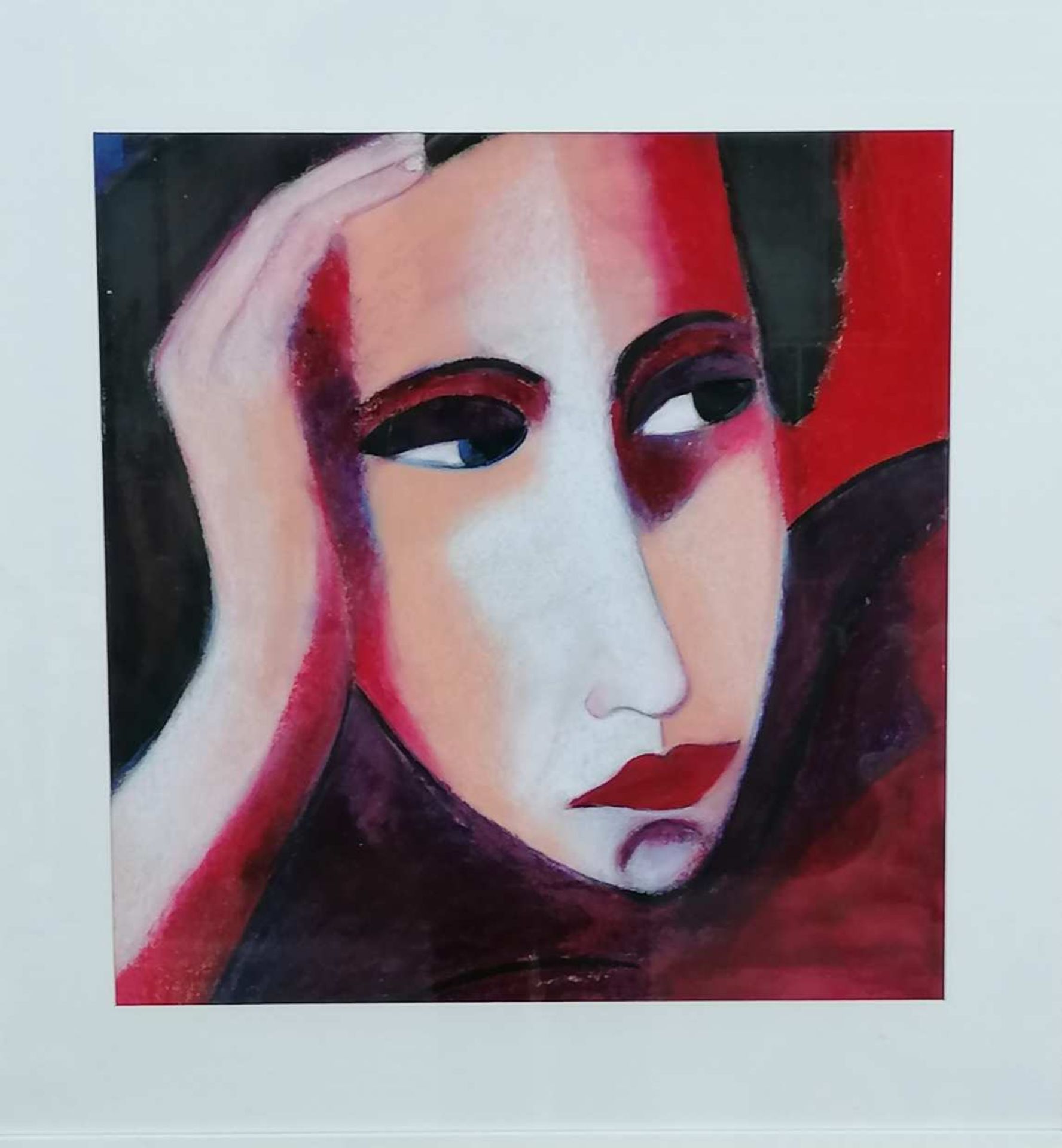 CAPOU. Portrait de femme. Pastel. 46 x 43 cm.