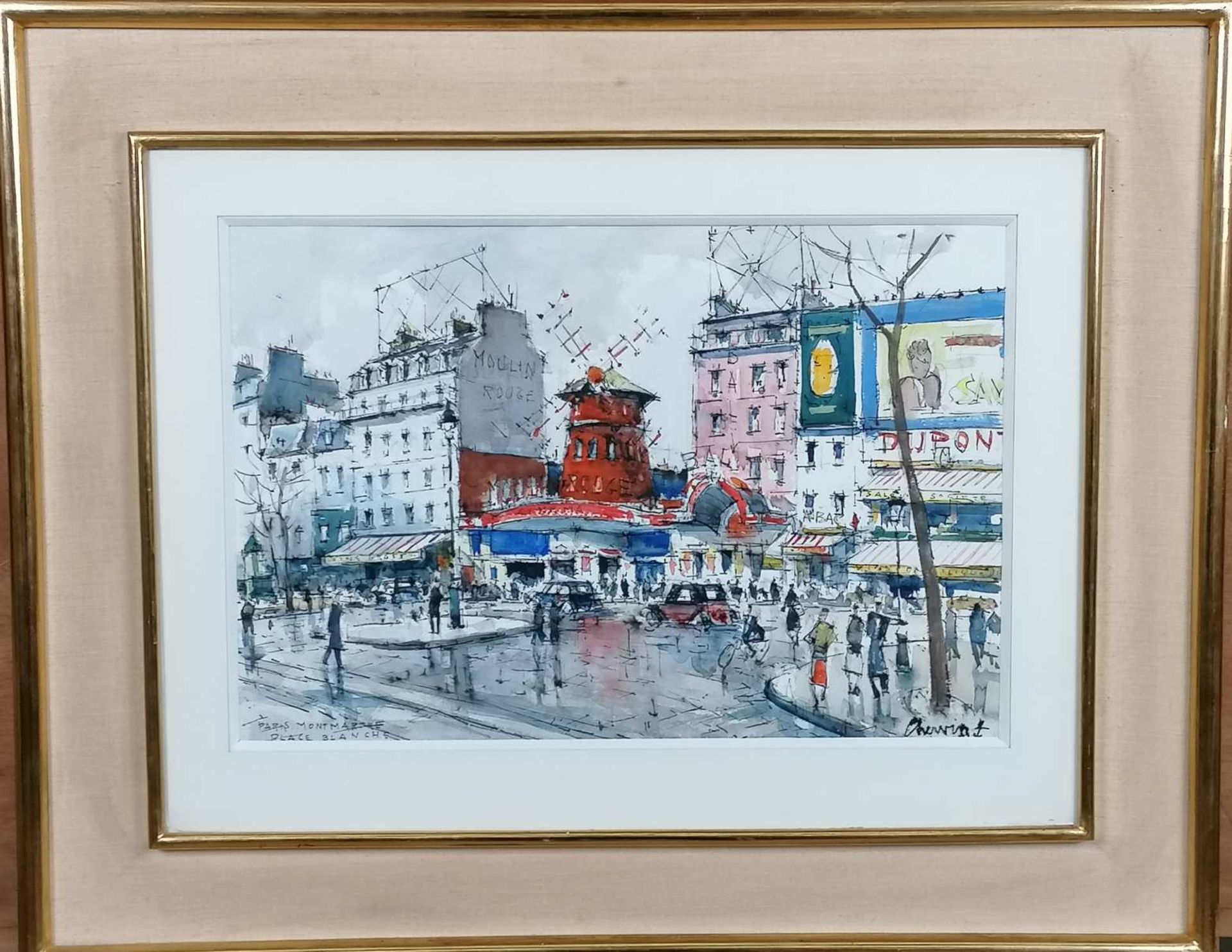 Louis CHERVIN (1905-1969). Moulin rouge. Plume et aquarelle signée en bas à droite et située à Paris