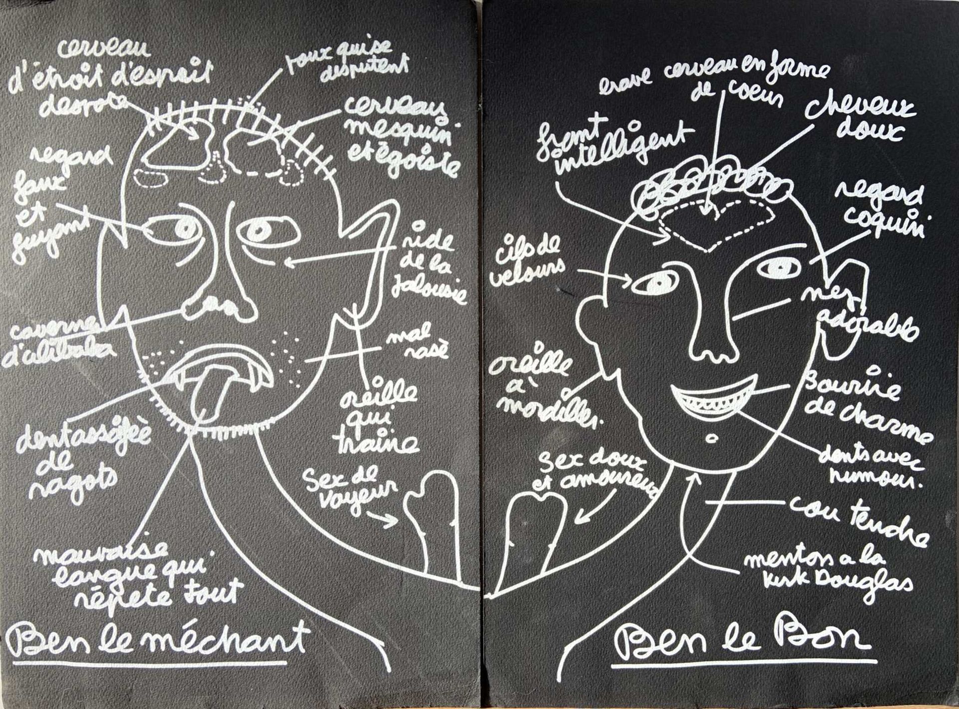 BEN (né en 1935). Ben le bon, Ben le méchant, 1983/90. Deux sérigraphies. 42 x 28 cm.