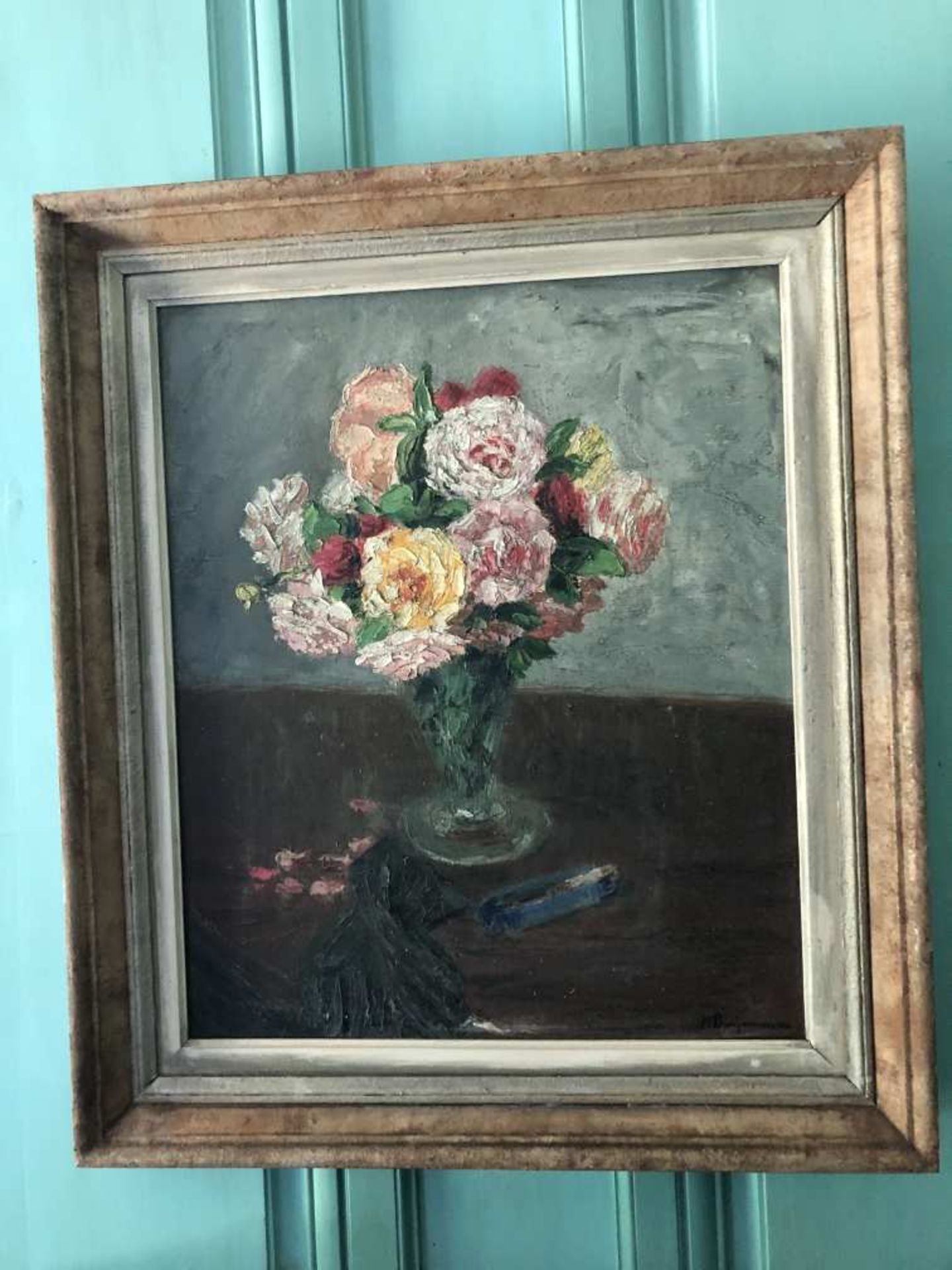 Jehan BERJONNEAU (1890-1972). Bouquet de fleurs. Huile sur toile. Signé en bas à droite. 53 x 44