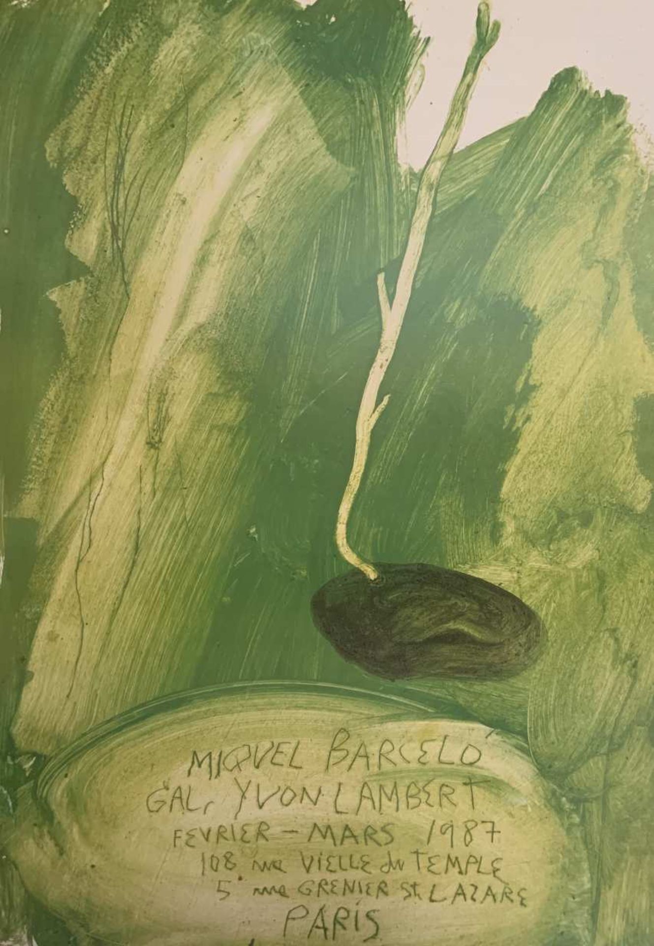 Miquel BARCELO (né en 1957). Affiche d'exposition, Galerie Yvon Lambert. 1987. Tirage offset. 70 x