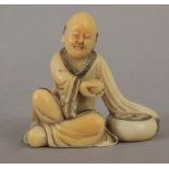 19th century Chinese school. A figure of Buddha in carved soap stone