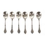 A set of six late 19th century probably Spanish silver dessert spoons