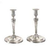 A pair of late 18th century-early 19th century Charles IV silver candlesticks