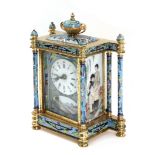 A 20th century Chinese mantel clock in gilt brass and cloisonné enamel