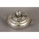 A 19th century silver double-handled porringer and a cover