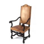A 19th century carved oak monk's armchair