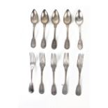 Late 19th century French silver cutlery for 5 pax.