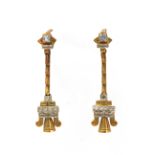 A pair of earrings early 20th century, yellow gold, platinum, diamonds, enamel and synthetic spinels