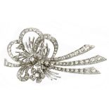 A diamond flowery brooch circa 1950 with an 18k. white gold setting