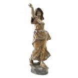 Early 20th century French school. A terracotta figure depicting a young lady with a basket