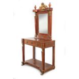 A 19th century Empire period mahogany console table and mirror