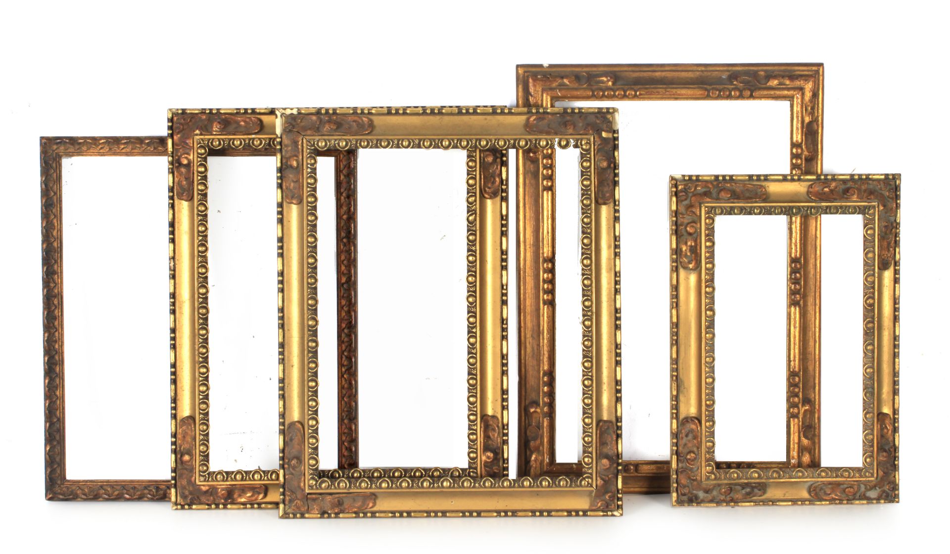 19th-20th centuries set of five carved and gilt wood frames