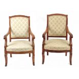 A pair of 19th century Restoration period mahogany armchairs