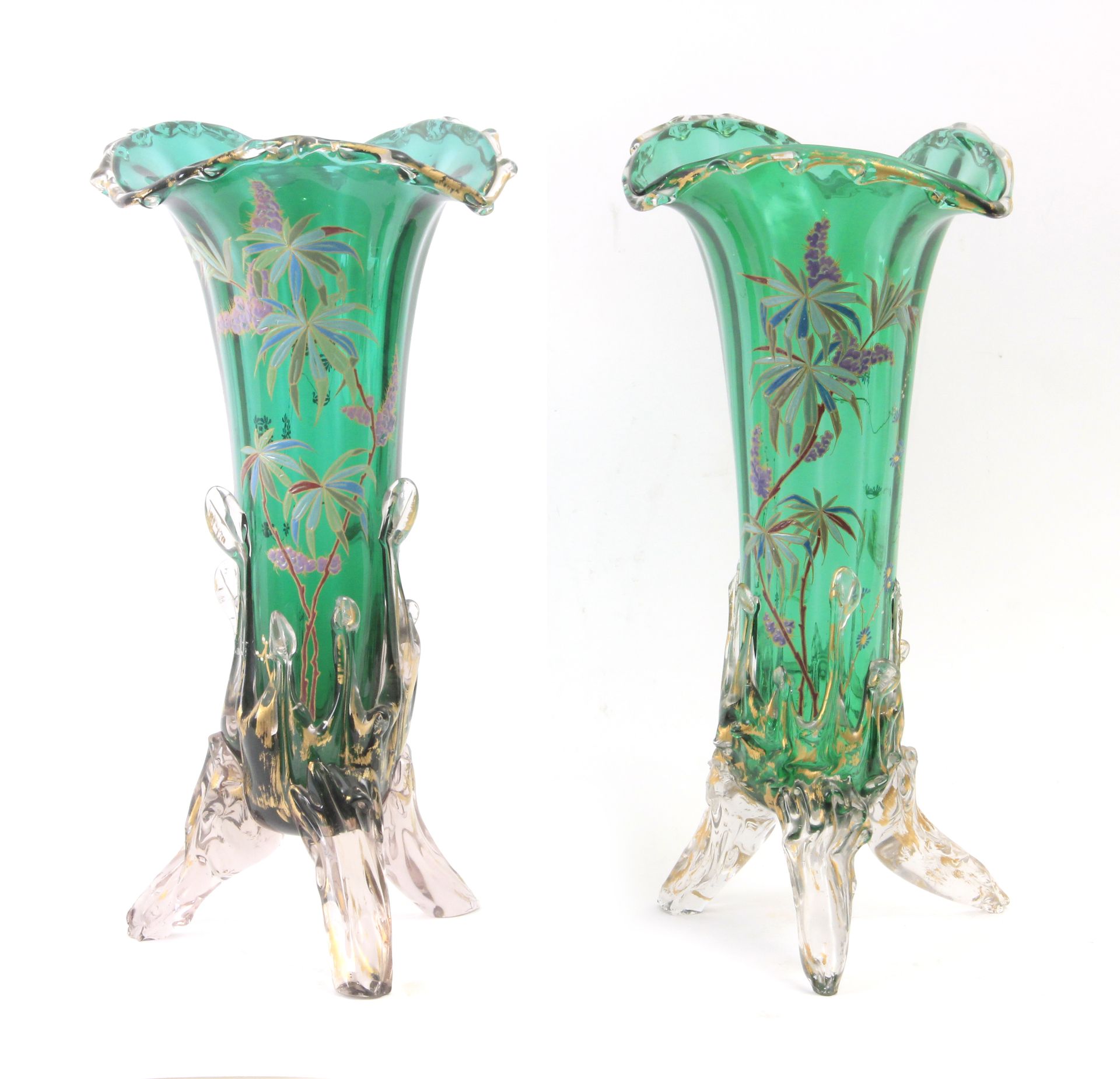 A pair of first half of 20th century Italian vases in Murano glass