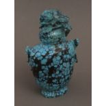 20th century Chinese container in carved turquoise