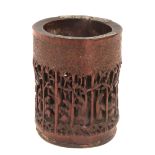 19th century Chinese carved bamboo brush holder