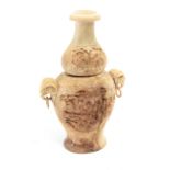 A 19th century Chinese double guard vase in carved ivory