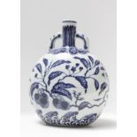 A 20th century Chinese pilgrim bottle in blue and white porcelain