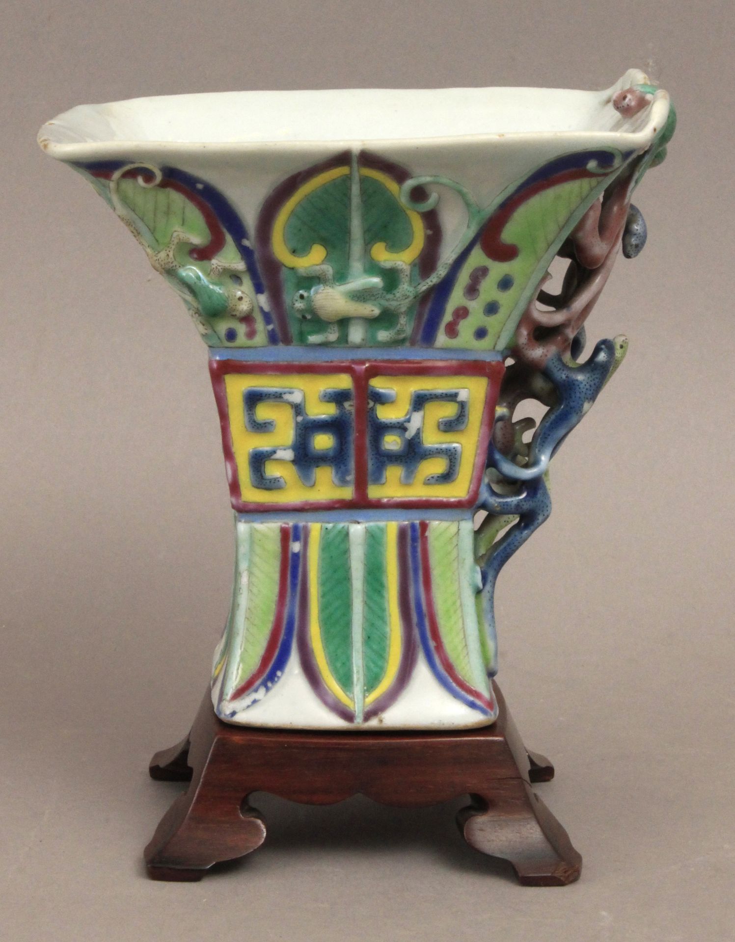 An 18th century Chinese libation cup from Qianlong period in polychromed porcelain