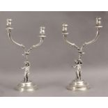 Masriera y Carreras. A pair of 20th century silver candelabras