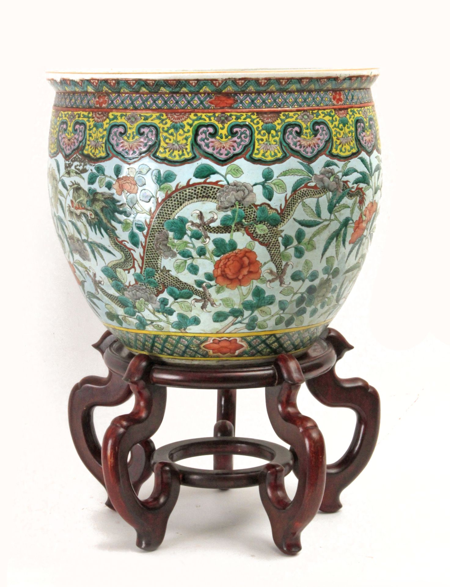 A 19th century Chinese cache-pot in Famille Rose porcelain