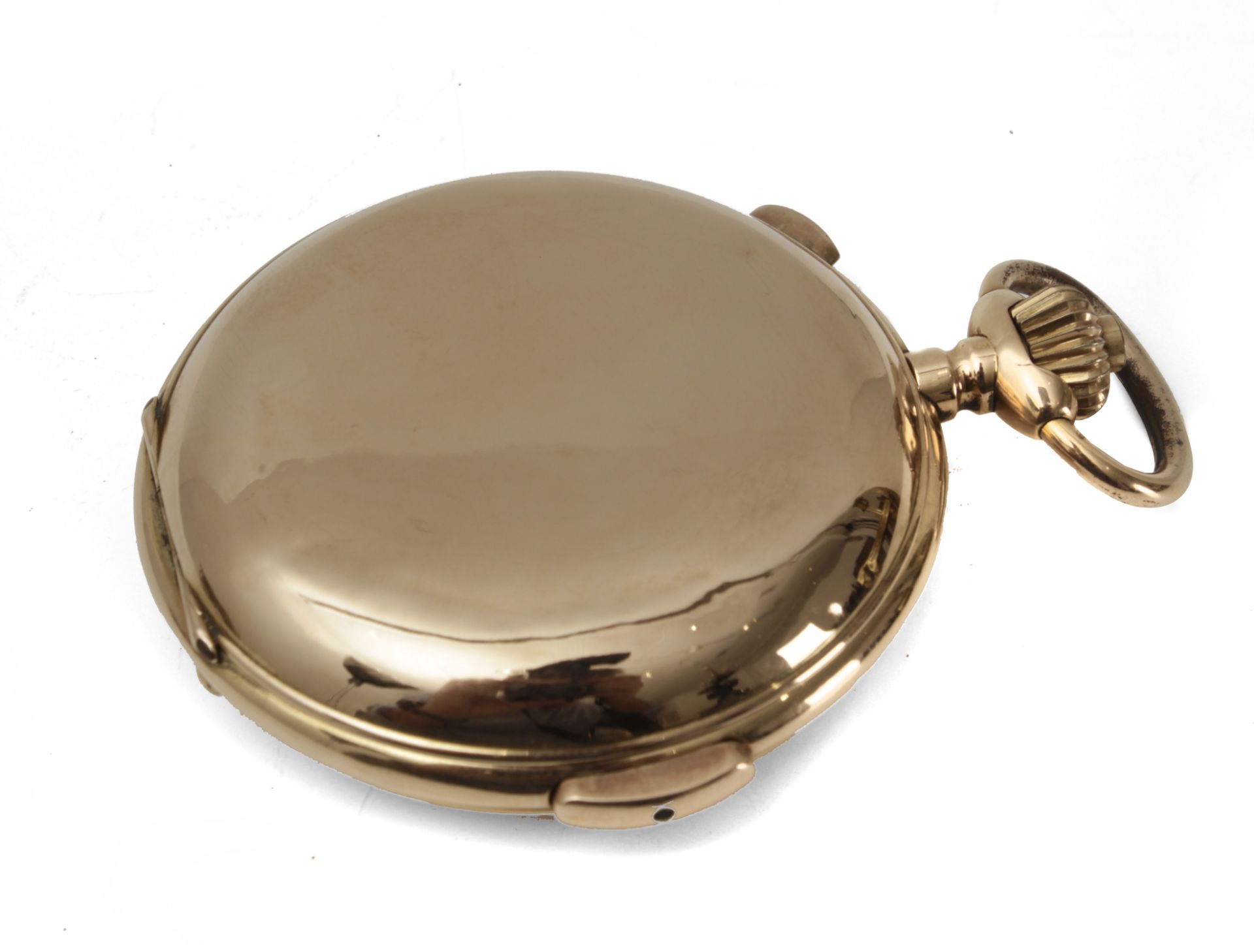 La Géniale. An 18k. yellow gold double hunter pocket watch circa 1900 with chronometer and chimes - Bild 4 aus 6