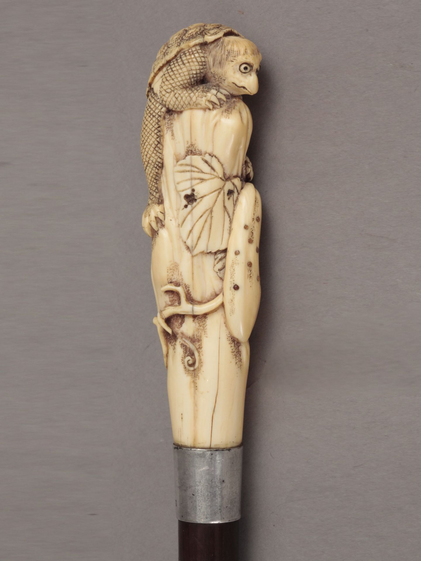 A 19th century English fruit wood and ivory walking cane