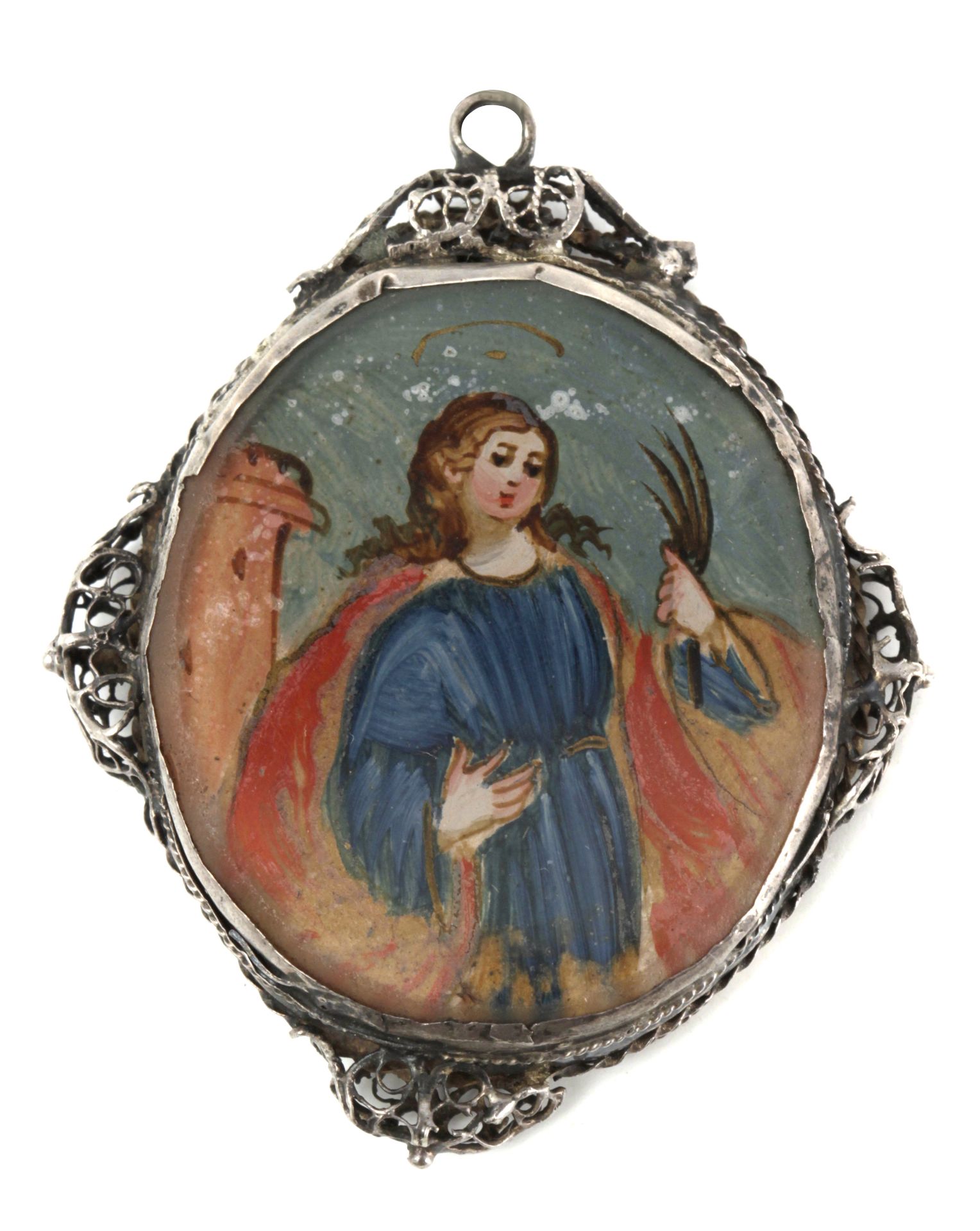 A 17th century Spanish silver reliquary pendant