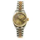 Rolex Oyster Perpetual Date. A ladies steel and gold wrist watch circa 1981