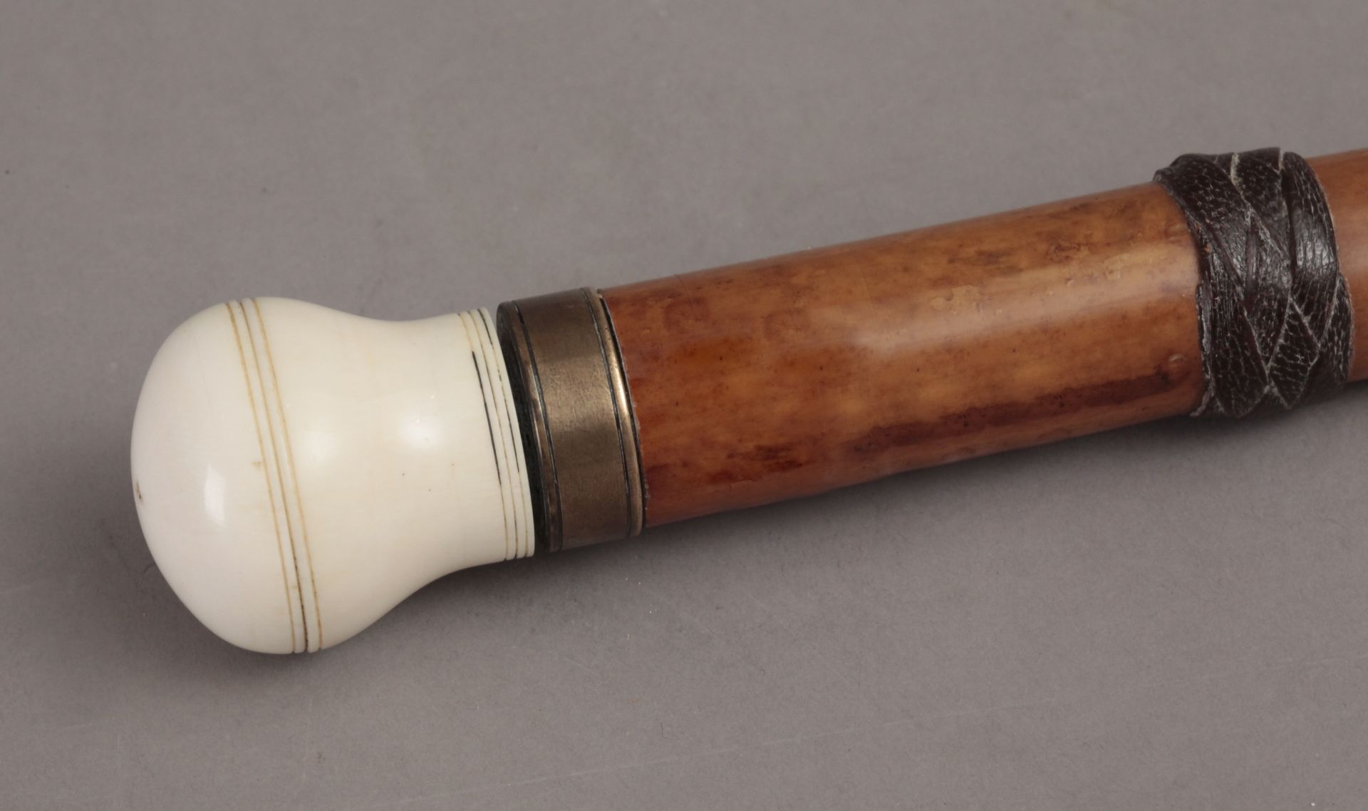 A 19th century fruit tree wood and ivory walking cane