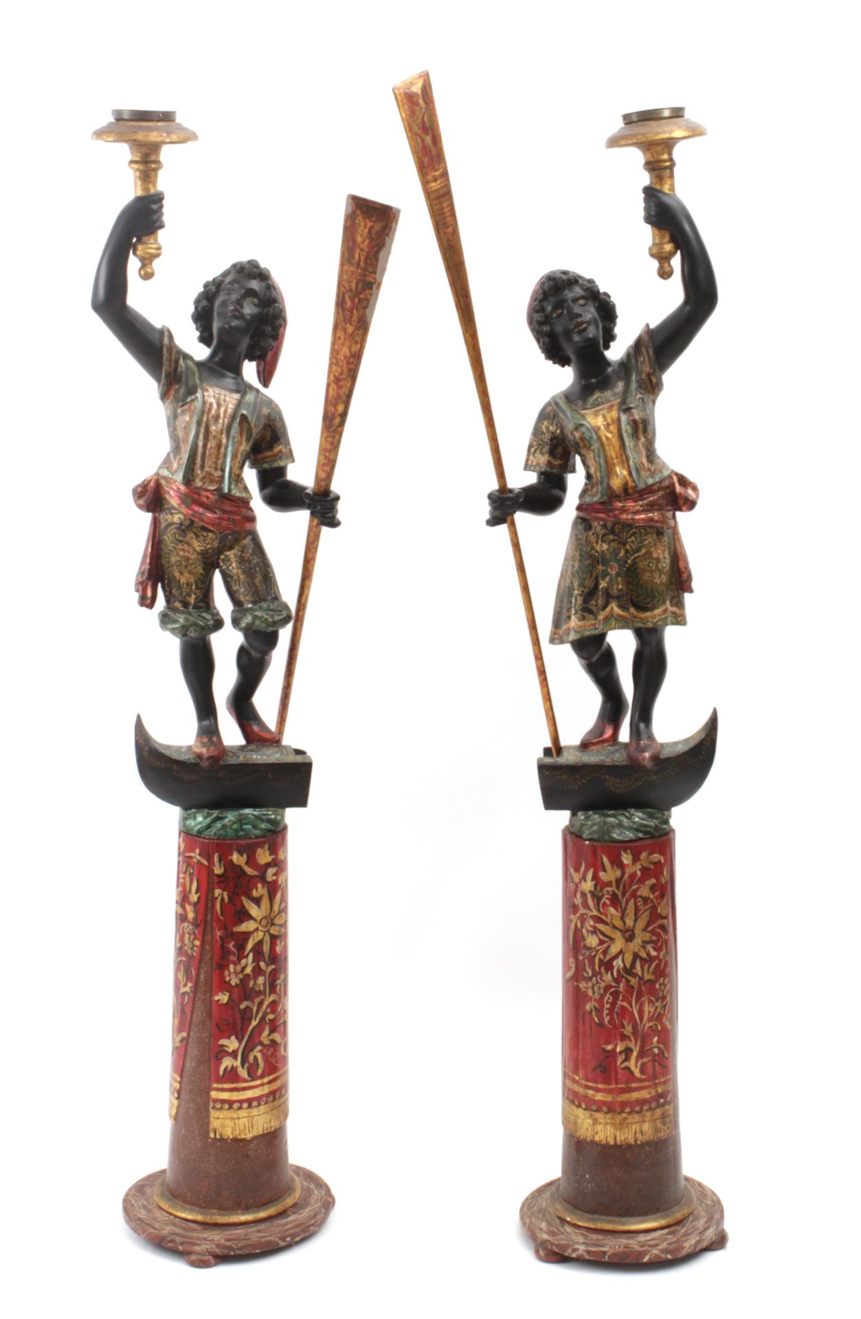 A pair of Venetian Blackamoor torch stands circa 1900