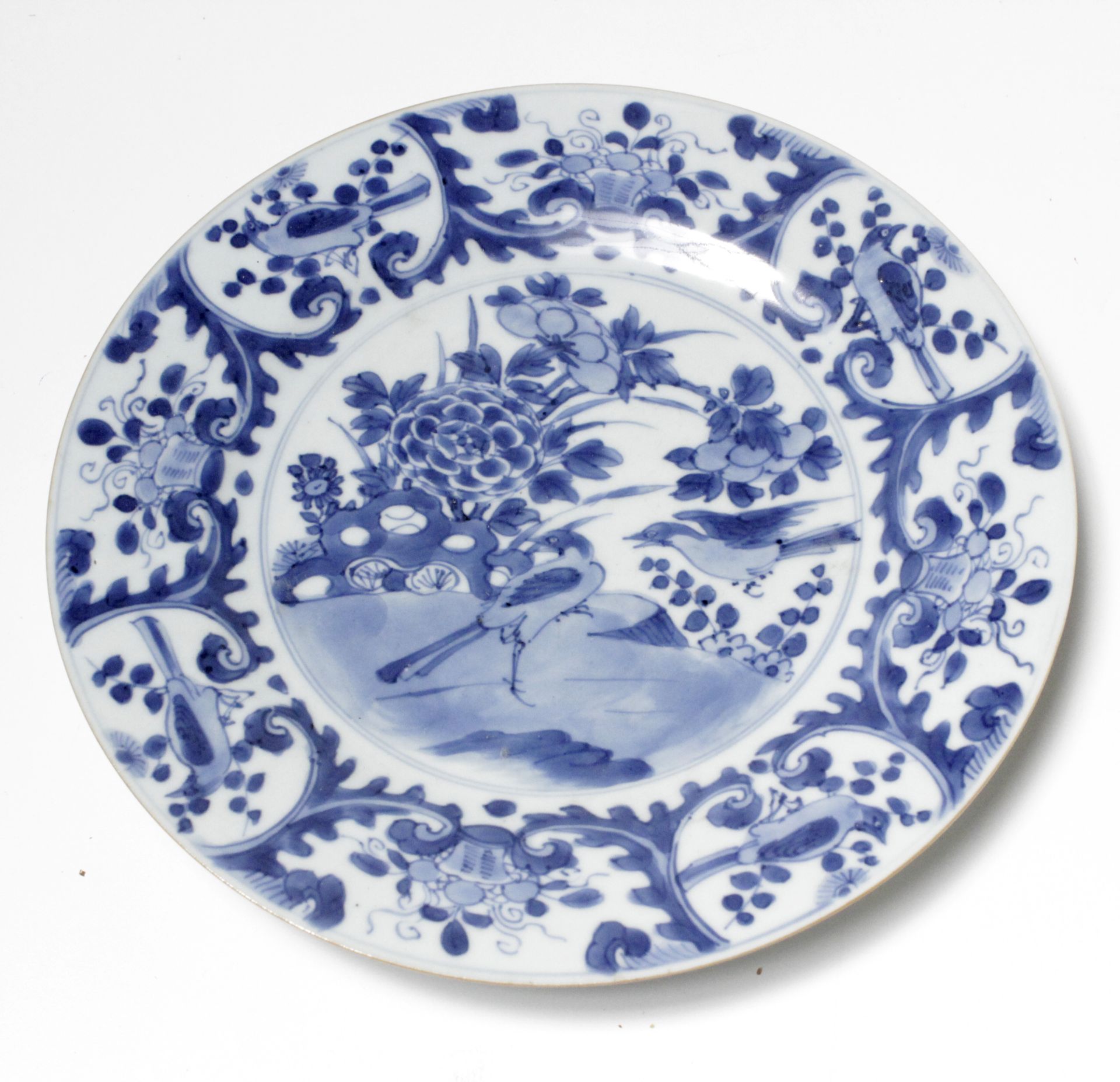 A 20th century Chinese dish in blue and white porcelain