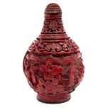 18th century Chinese snuff bottle from Qianlong period in cinnabar lacquer