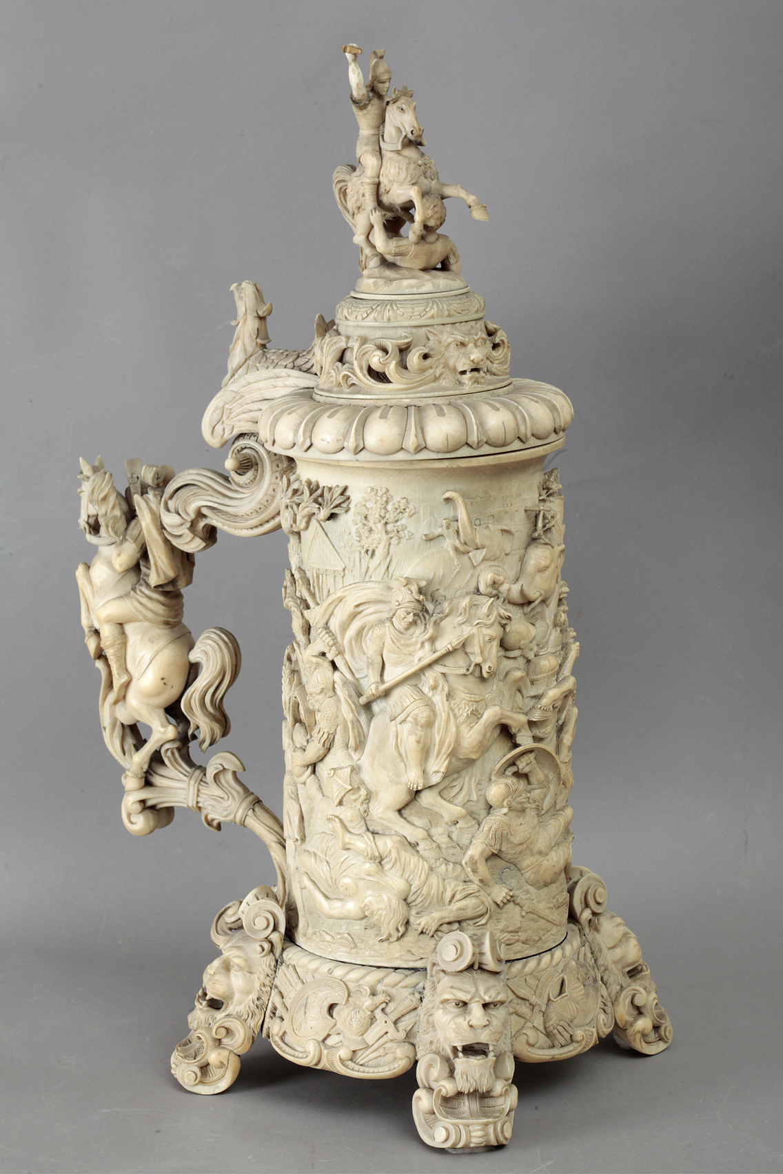 A 19th century carved ivory tankard, Central Europe