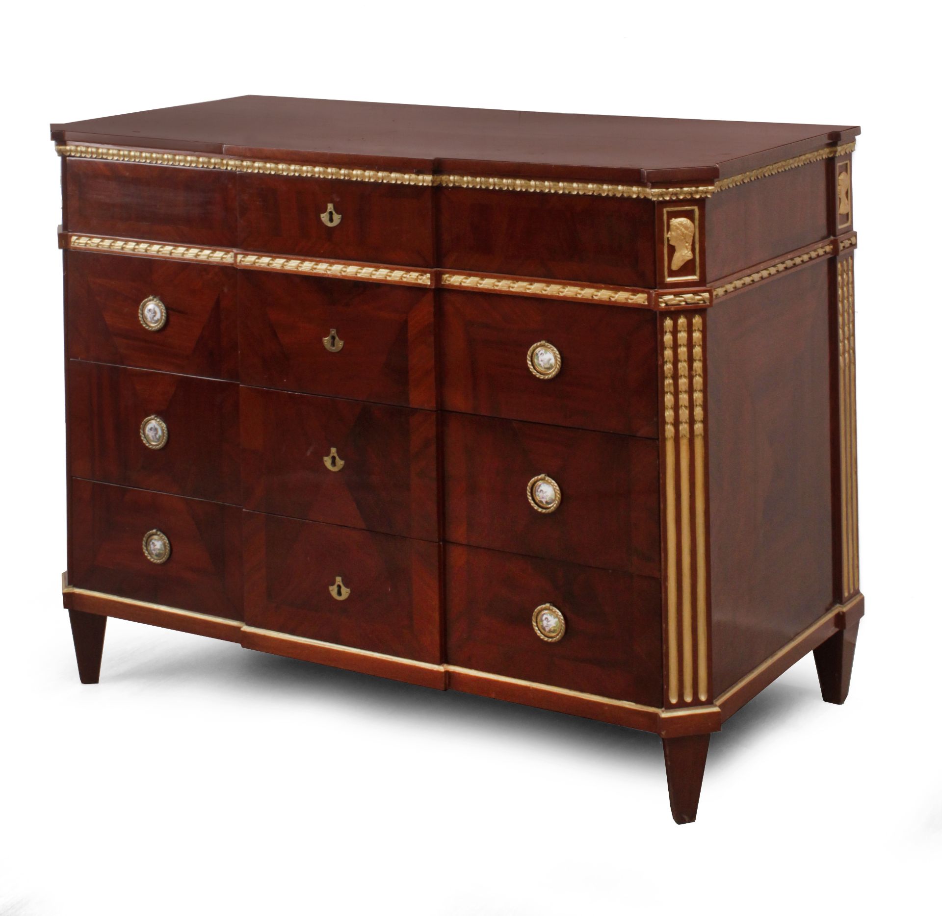 An 18th century mahogany and gilt bronze Charles IV chest of drawers