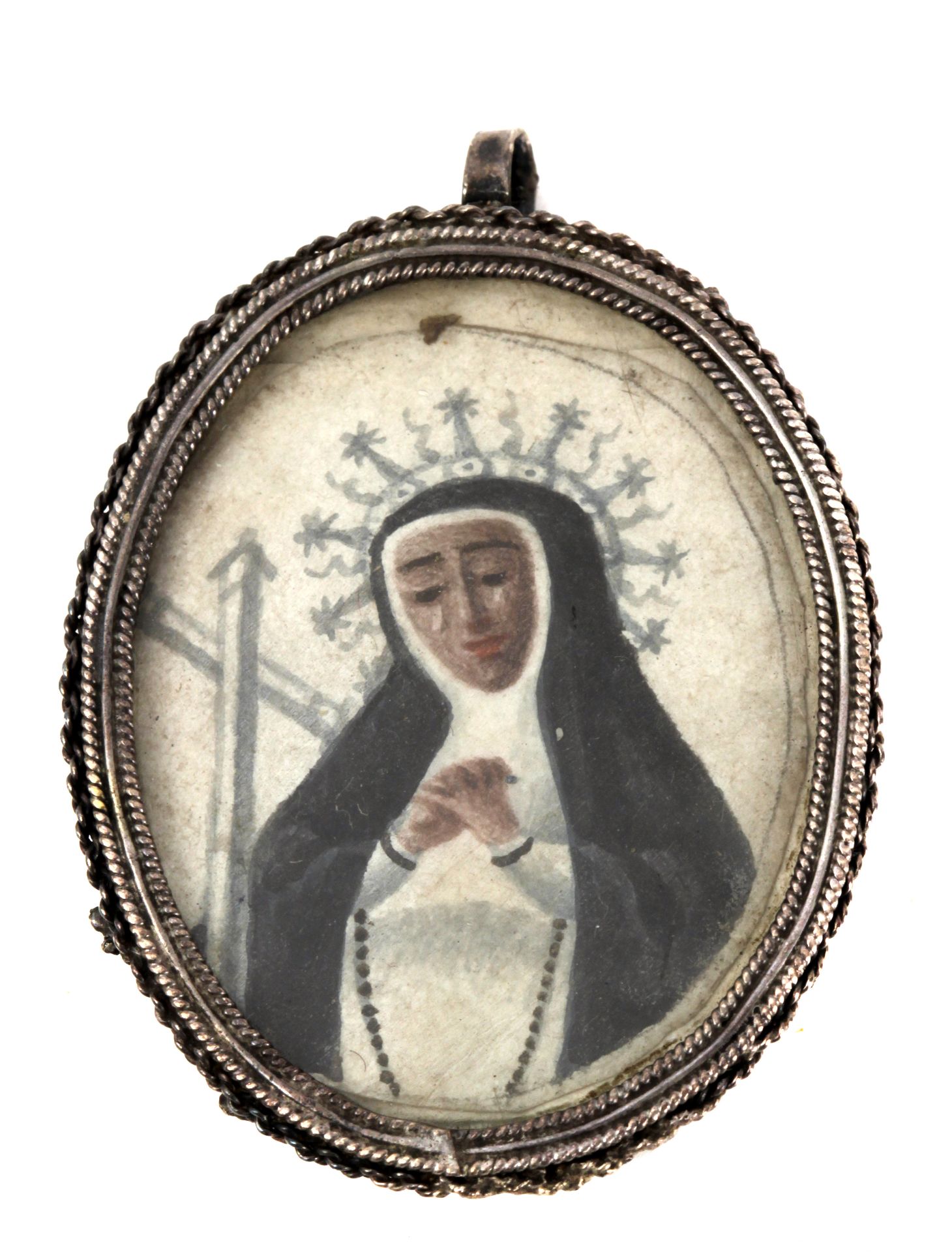 An 18th century Spanish silver reliquary pendant