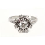 A diamond cluster ring circa 1939 with a platinum setting