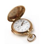 La Géniale. An 18k. yellow gold double hunter pocket watch circa 1900 with chronometer and chimes