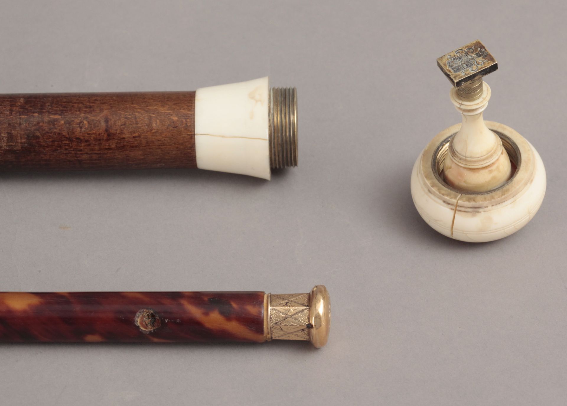 A 19th century bamboo and ivory walking cane - Bild 3 aus 4