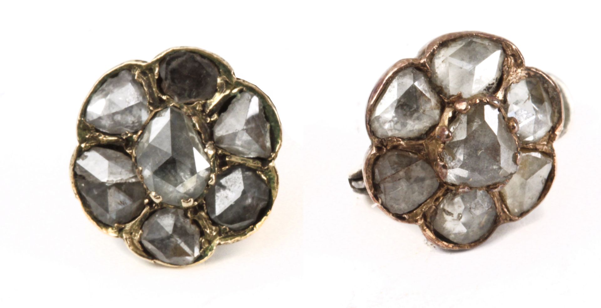 A 19th century diamond cluster earrings