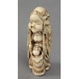 Early 19th century Japanese school. A carved ivory netsuke depicting a Hotei