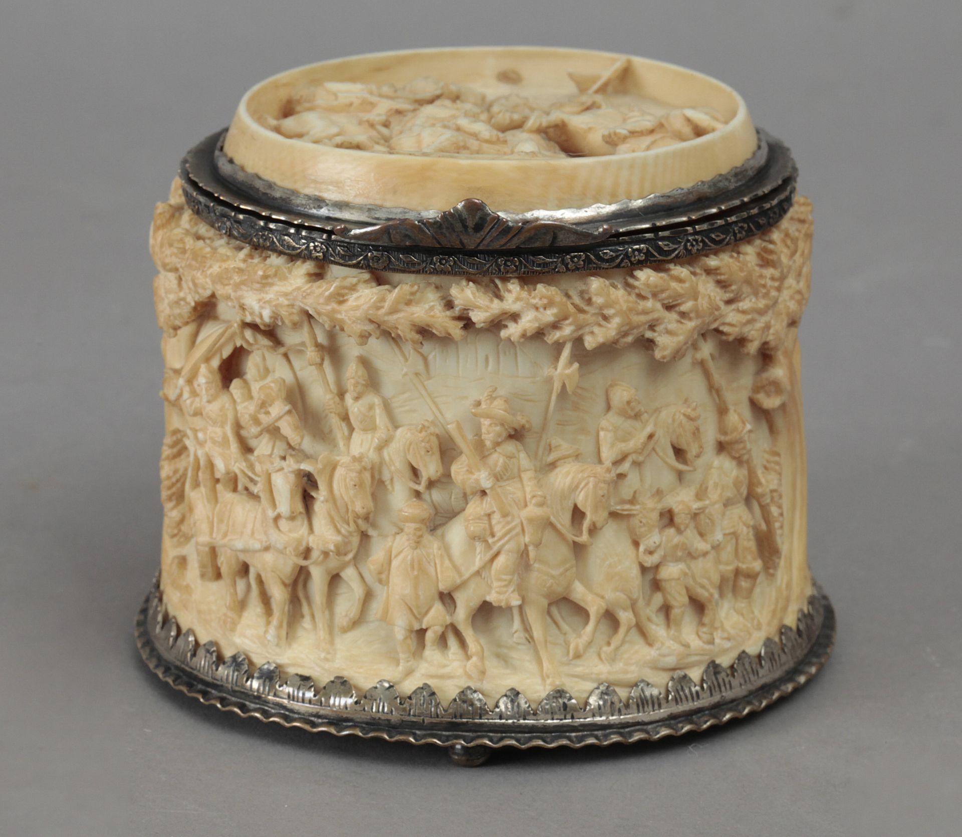 An 18th century carved ivory Dutch box